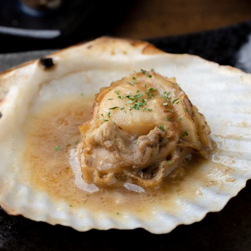 Scallop butter soy sauce with shell