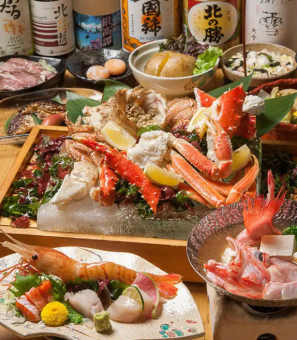 三大螃蟹（大闸蟹、帝王蟹、雪蟹）和近畿套餐，共10道菜，19,000日元（含税）