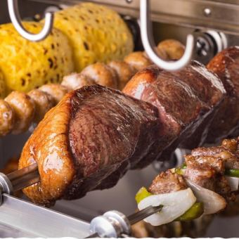 Spring Dinner ■If you're in doubt, this is it | Very satisfying all-you-can-eat ■All-you-can-eat 20 kinds of churrasco + 3 side dishes★2H4,620 yen