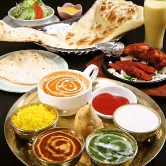 【ムンバデビスペシャルセット】13種類から選べる本格カレーとインド伝統料理を満喫♪2,968円