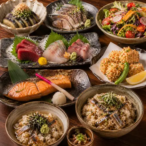 【魚宴×秋季美食套餐】新鮮海鮮直接從市場運來，並採用多種烹調方法烹調。2小時暢飲+8道菜：4500日圓