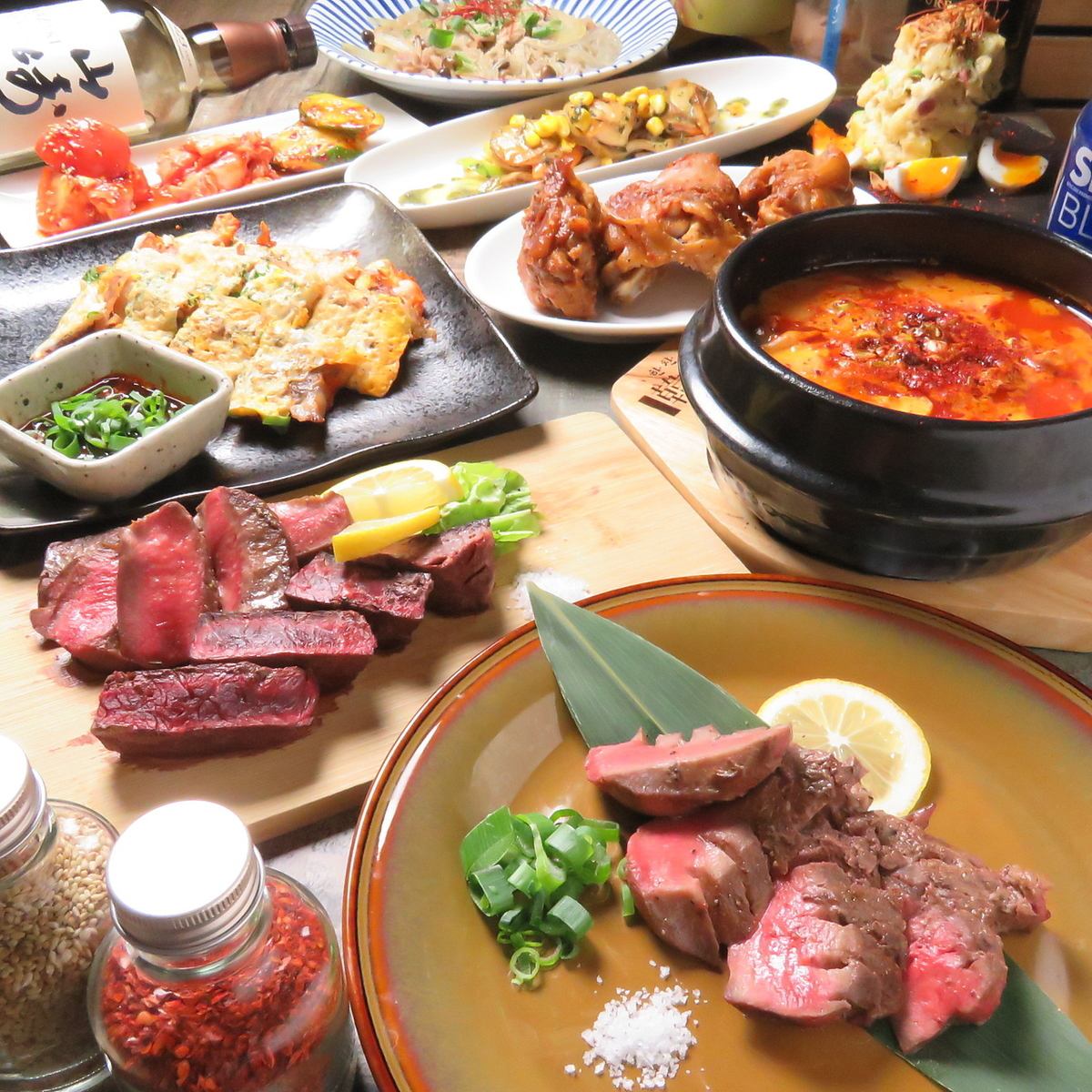 We offer a wide variety of authentic Korean dishes such as pancakes and samgyeopsal.