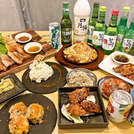 【인기 메인을 선택할 수 있는 코스】인기 삼겹살 or 탁갈비 포함한 전 8품 120분 음방부 5500엔(부가세 포함)