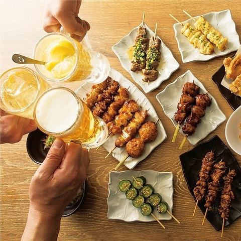 This course allows you to enjoy the deliciousness of both Oyama chicken skewers and motsunabe at the same time.