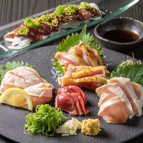 阿波尾鶏　鶏刺し　盛り合わせ5種