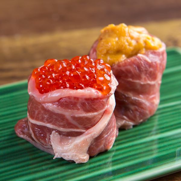 [Very popular menu★] Meat-wrapped warship (sea urchin/salmon roe)