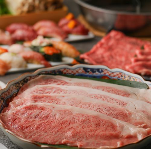 海鮮寿司&肉寿司50種以上＆黒毛和牛サーロインorズワイガニしゃぶしゃぶ食べ放題【8000円】