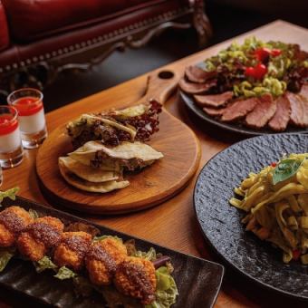 【90分飲み放題付き】贅沢コース◆生ハムアボカドなど7品のコース◆会食、合コンなどにおすすめ