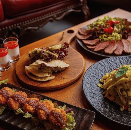 【90分飲み放題付き】贅沢コース◆生ハムアボカドなど7品のコース◆会食、合コンなどにおすすめ