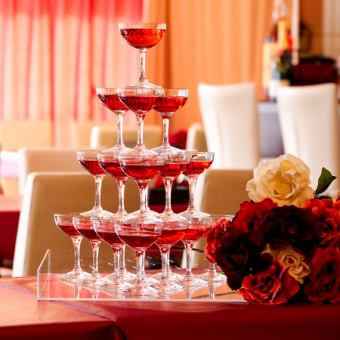 [Limited to 1 group per day] I've always wanted to try it! Girls' party plan with the coveted champagne tower - 3,500 yen (tax included)