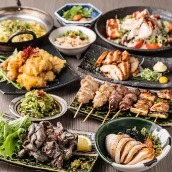 【2時間飲み放題付】くわどり最高峰神髄鶏コース～ネギ塗れ焼鳥3種付～（全11品）7000円