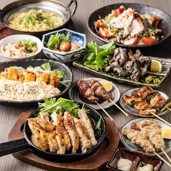 【2時間飲み放題付】くわどり至極鶏コース　焼鳥3種・チキン南蛮付～（全10品）5,500円