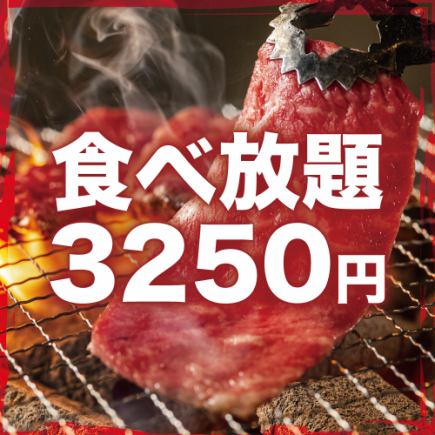 【标准】人气排骨和腰肉！严选2小时自助烤肉套餐【共25种/3,250日元含税】