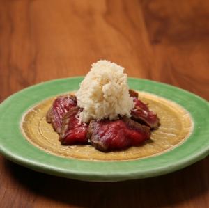 イチボのたたき醤油漬け～ぶっかけ山わさび～