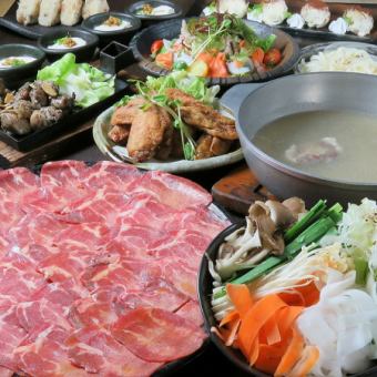 限定10月まで★5000円⇒4000円【牛タン＆希少赤身しゃぶコース】牛タン・海鮮・道産牛・飲放付