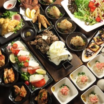 Carefully selected and renewed ☆ One additional dish added [Hyuga Red Chicken Grilled Course] Grilled! Seafood! 9 dishes in total ☆ 120 minutes of all-you-can-drink with raw fish
