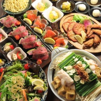 選べる鍋★クーポン1品増量【プレミアム芋の華コース】生ビール飲放題付・海鮮・道産牛9品5000円