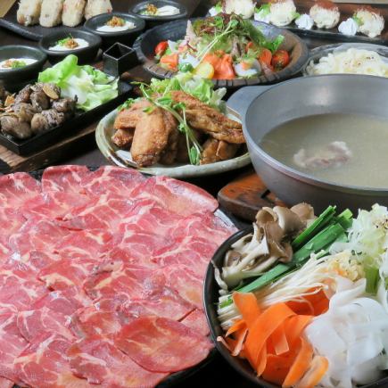 Year-end party☆【Beef tongue and lean meat shabu-shabu & Kyushu specialty course】Beef tongue, seafood, Kyushu cuisine, all-you-can-drink 5,000 yen