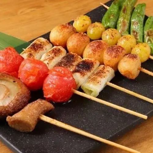 Grilled vegetable skewers (shishito peppers / shiitake mushrooms / green onions)