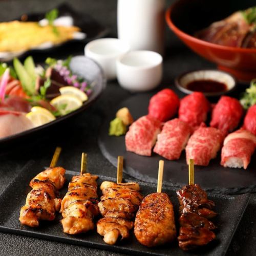 【人気】肉寿司＆もつ鍋＆炭火焼き鳥など『140品食べ放題飲み放題コース』2.5時間飲み放題4500円⇒3500円