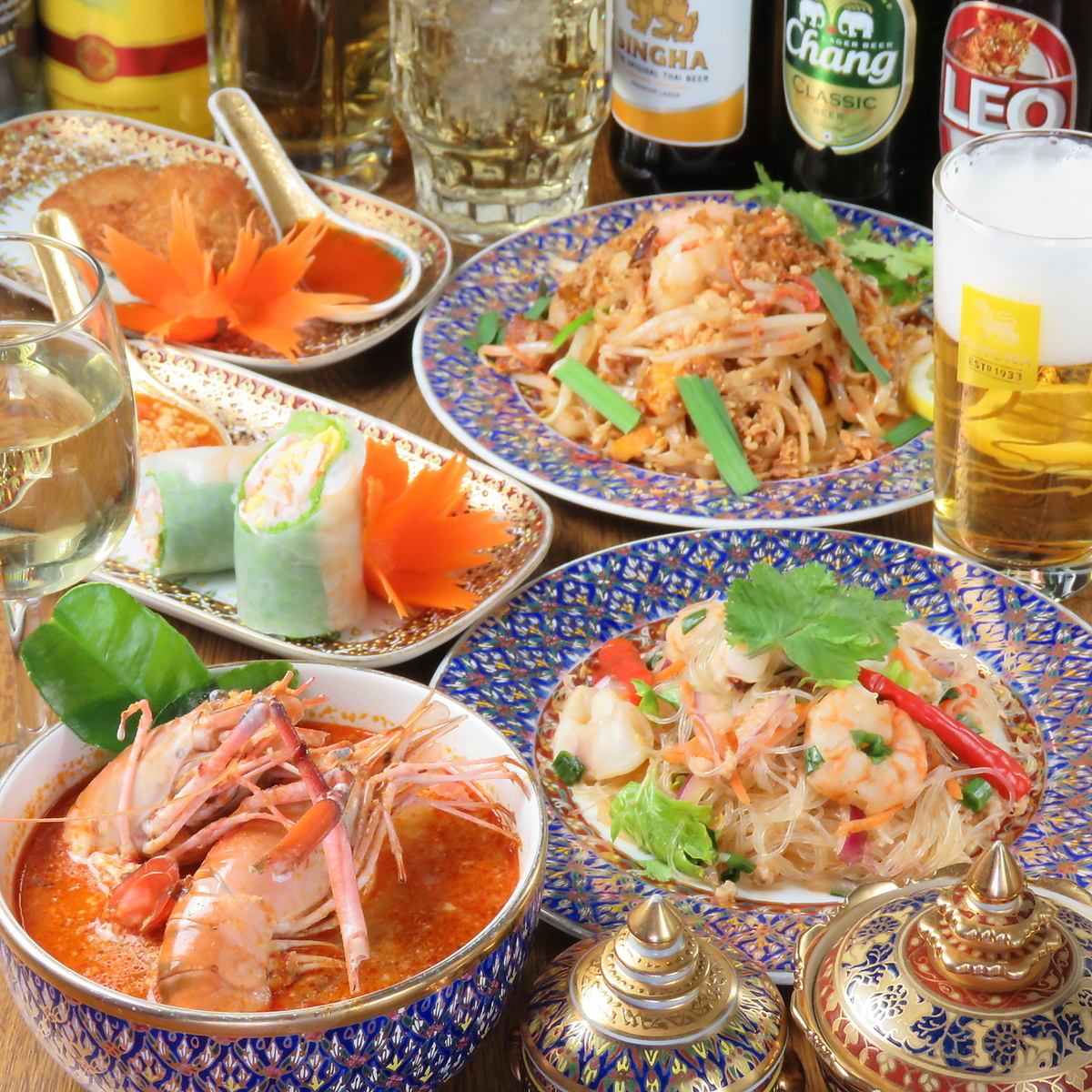 本場タイの料理を種類豊富に楽しめます♪宴会・女子会にどうぞ！