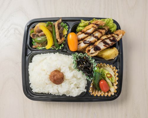 Hanako's special lunch box of the day (ex. chicken cutlet & yakiniku)