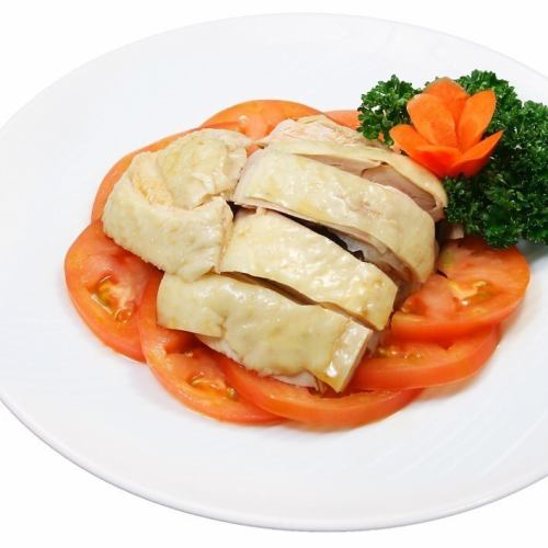 蒸し鶏ネギソースかけ