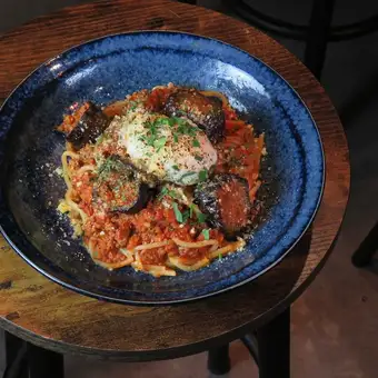 ナスの自家製ボロネーゼパスタ