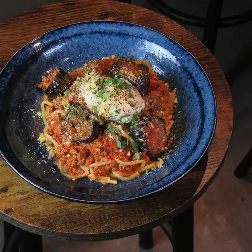 ナスの自家製ボロネーゼパスタ