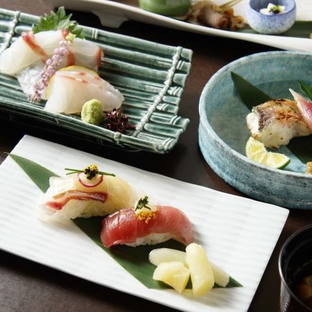 Seasonal Kaiseki Course - Tsuyoh - Sashimi, seasonal dishes (Sakura sea bream, etc.), 10 pieces of sushi, and 7 other dishes