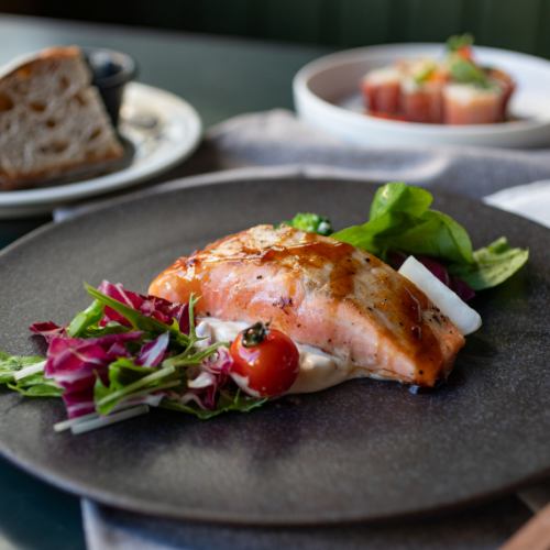 サーモンのレアグリル/rare grilled salmon
