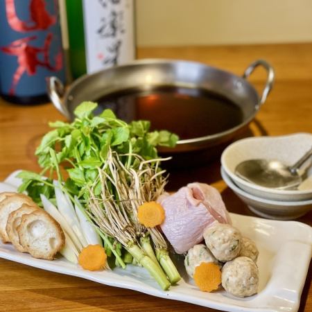[Sendai Japanese parsley hotpot course] [All-you-can-drink included] 7 dishes total 5,000 yen