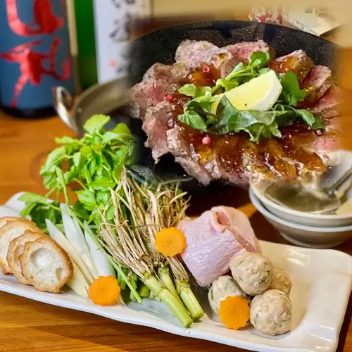 【仙台せり鍋と牛タン焼き&ローストビーフが楽しめる】飲み放題込み7000円