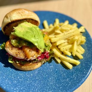 Salmon belly burger set