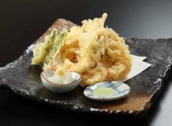 Botan shrimp and vegetable tempura platter