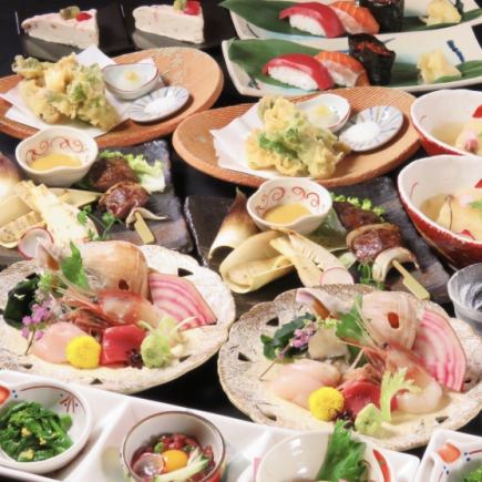 ＜2時間飲み放題冬会席コース＞全8品8,800円（税込）芋焼酎黒霧島.赤霧島.茜霧島も飲み放題。