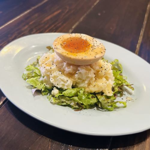 Hokkaido potato salad topped with flavored egg