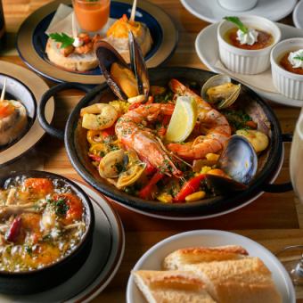 【僅限週末假日!午餐A套餐】前菜、蒜香蒜醬、海鮮飯(選其一)!附贈一杯飲料!