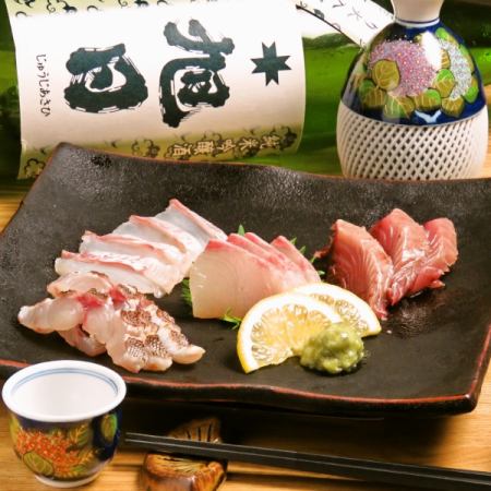 [4 pieces of sashimi/sea bream aradaki/tempura, etc.] Standard 6 dishes only ◇3500 yen course◇