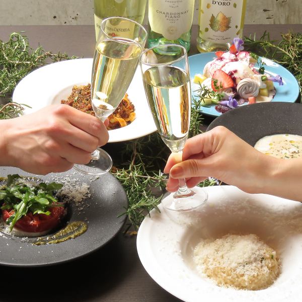 【船橋×昼飲み】ランチタイムからお酒の提供もしております！PIGNAでは料理との相性ピッタリのお酒を、スタッフがご提案致します！こんなに美味しい料理とお酒がお昼から楽しめるのはPIGNAだけ！平日はお得に楽しめる限定ランチコースもございます！ちょっと贅沢なランチ会にもぴったりです♪ 船橋 昼飲み 女子会 貸切