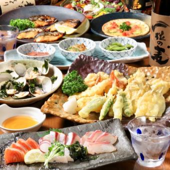 2H飲放付【贅沢な料理盛りだくさん】[デラックスコース]税込5000円★天ぷら、河内鴨の甘辛煮！