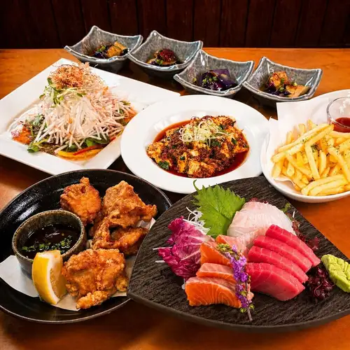 当日OK!【お手軽コース】おまかせ刺し盛・ポテト・ザンギ等全6品120分飲み放題付3500円!