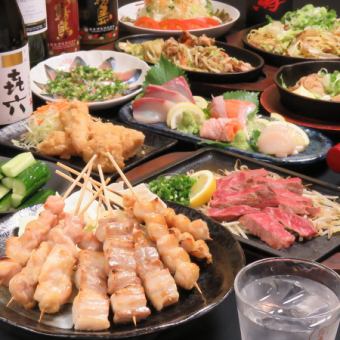 9 dishes including horse sashimi, squid tempura (salty), skewers, and steak for 5,000 yen! Includes 150 minutes of all-you-can-drink★