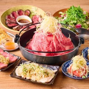 ゆったり宴会に！プレミアムコース「2.5h飲み放題付き」黒毛和牛のすき焼き含む全10品6,980円