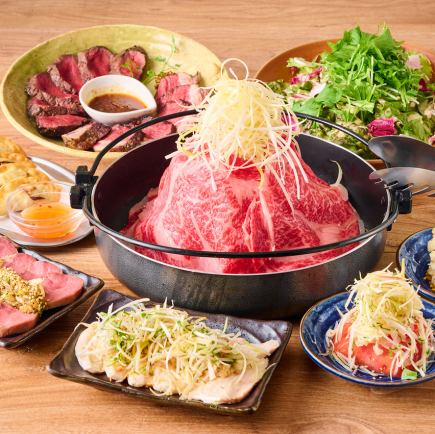 ゆったり宴会に！プレミアムコース「2.5h飲み放題付き」黒毛和牛のすき焼き含む全10品6,980円