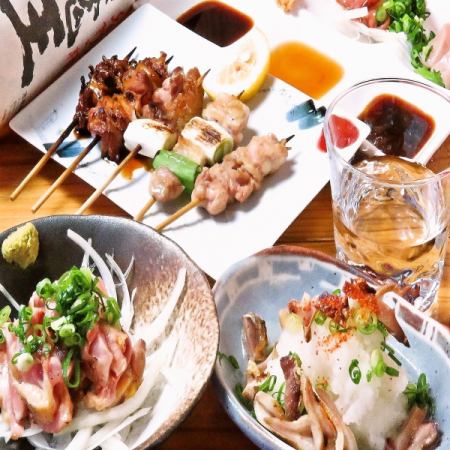 ★For a welcome and farewell party★Enjoy our rare and rare parts! 90 minutes of all-you-can-drink included!Enjoy course with 6 types of yakitori for 5,000 yen