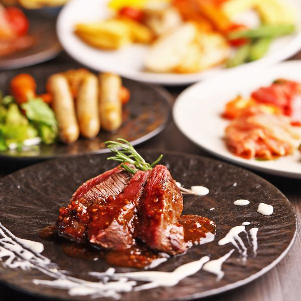 豊富な肉料理、濃厚チーズとはちみつメニューが食べ放題！希少部位を使用した豪快ステーキを食べ放題で！