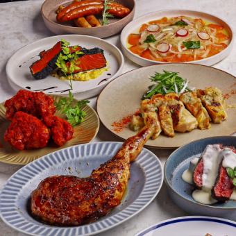 【肉料理&本格イタリアン♪】一本チキンの肉汁グリルやローストビーフなど スタンダードコース