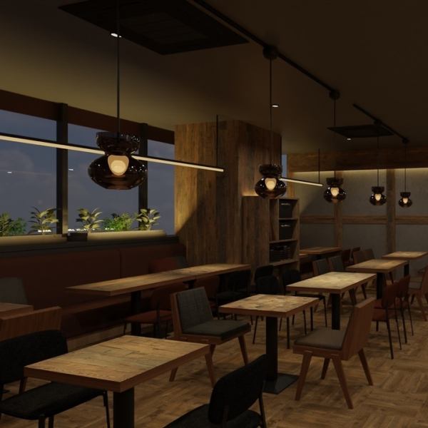 人気ナンバーワンの窓際テーブル♪落ち着いた間接照明でリラックスしてお食事を楽しんでいただけます。周りを気にせず楽しめるお洒落な店内!