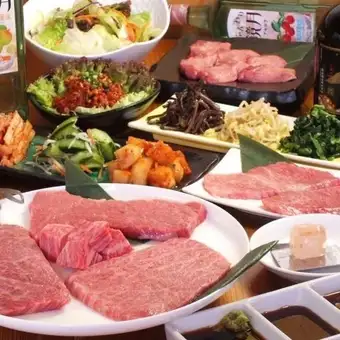 【Yakiniku SHION Special Course】A luxurious course featuring 17 dishes of high-quality meat, including 2 hours of all-you-can-drink. Minimum 2 people.